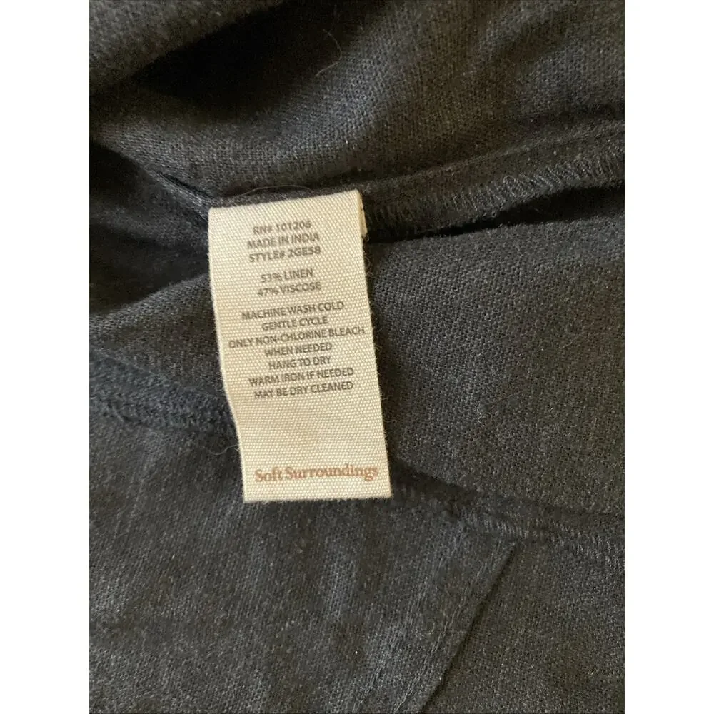 Soft Surroundings Women's Alicante Linen Blend Topper Sz L New Black cardigan 89